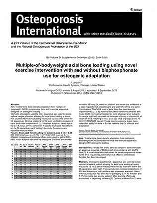 Osteoporosis International with other Metabolic Bone Exercises Report